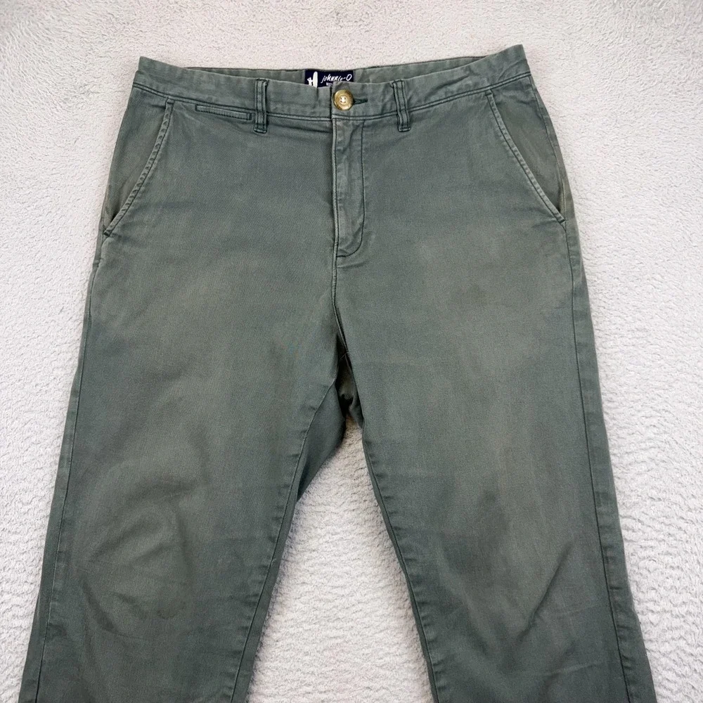 Johnnie-O Pants Mens 33x30 Green Stretch Chino Straight Leg Casual Cotton *32x29